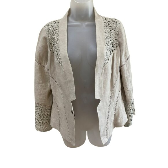 Extenzo Paris Beige Lace-Accent Womens Jacket Size 40 - Picture 12 of 12